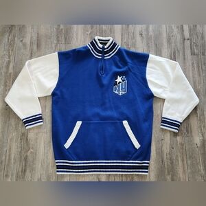 Mens Vintage Y2K Diss 1/4 quarter Zip Sweater  with Pocket NY Blue Size 2XL Rare